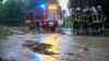 Unwetter – massive Überschwemmungen im Vogtland: Feuerwehren rufen Sonderlage aus, Land unter in zahlreichen Ortschaften, Wasser schießt von Feldern in Ortschaften, Teiche laufen über, Getränkehandel unter Wasser, Feuerwehr muss Pferde vor Wasser retten: O-Töne aus dem Vogtland und Erzgebirge, Pferde werden von Besitzern beruhigt, Feuerwehr öffnet verstopften Einlass, spektakulärer Unwetteraufzug 