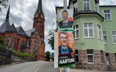 1. Rechtsextremer Bürgermeister in Deutschland? OB-Stichwahl in Aue-Bad Schlema, Stefan Hartung (Freie Sachsen, früher NPD) im 1. Wahlgang mit 29 % meisten Stimmen: Menschen wählen lieber Stefan Hartung als die CDU, Aufnahmen vom Sonntag, inkl. Drohnenaufnahmen