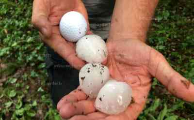 (Hagel, extrem) Extremes Hagelunwetter in Bayern: Tennisballgroßer Hagel; Dächer und Autos zerschlagen, Gärtnerei und Gewächshäuser zerstört: exklusive Drohnenaufnahmen des Unwetters, Feuerwehr und Gärtner im OTON.