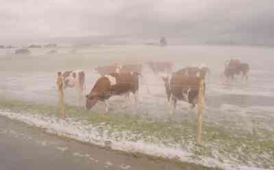 (UP)Winterlandschaft durch Hagel mitten im Sommer: Hagelunwetter verwandelt Südbayern in Winterlandschaft, spektakuläre Drohnenaufnahmen zeigen „Winterlandschaft“ im Hochsommer, Superzelle Grund für weiße Landschaft: Überflutungen durch Starkregen aus der Luft, Sturmschäden und umgeknickte Bäume